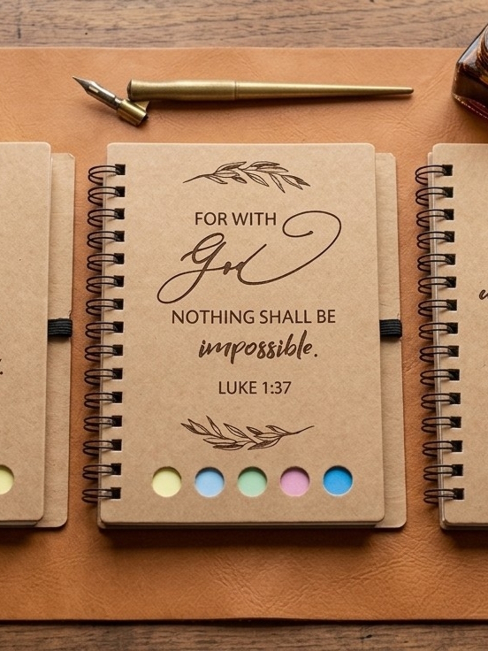 Kraft Spiral Journal - 'For With God Nothing Shall Be Impossible'